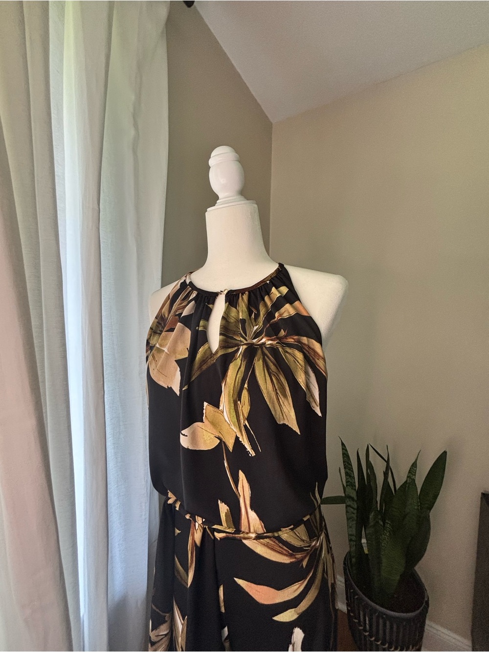 T Tahari Black Floral Halter Jumpsuit - Picture 6 of 6